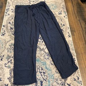 Small GAP drawstring pants w/ pockets- navy & white polka dot